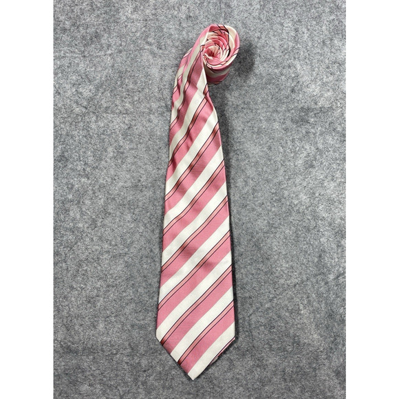 Burberry London Tie Mens Pink Striped 100% Silk Textured Made In Italy Preppy - Picture 1 of 10